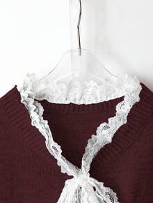 Franclia 时尚博主风系带宽松针织开衫，别致欧式风情 - 紫紅色 - 查看 4