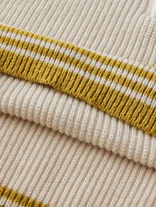 ESTAVOR Áo len cổ đứng khóa kéo nửa màu đơn giản cho nam, mùa đông - Màu be - Xem 8