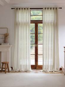 1/2 Rèm cửa sổ Bohemian, Rèm cửa sổ bằng vải lanh mờ đục và trong suốt, Thích hợp cho phòng ngủ, phòng ăn hoặc rèm cửa sổ nhà bếp, Rèm trang trí ngăn cửa sổ hình vòm, Trang trí mùa thu, Trang trí mùa thu, Trang trí phòng - Màu cát - Xem 4