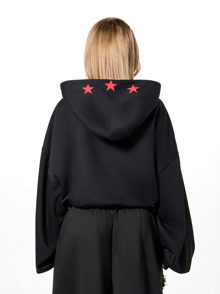 SUMWON WOMEN 별 디자인이 있는 와이오밍 그래픽 후드 티셔츠