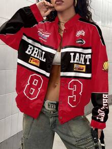 StreetHx 女士时尚赛车摩托车元素夹克 - 彩色 - 查看 5