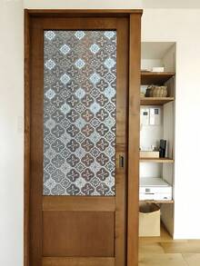 1 Roll Vintage Geometric Pattern Glass Film, Privacy Window Film, Glass Window Sticker, Reusable Non-Adhesive Glass Decoration For Home And Office