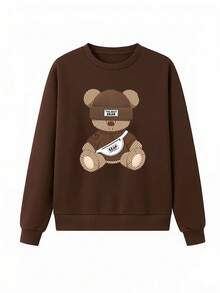 EMERY ROSE Women's "THE BEST BEAR" Teddy Bear Print Street Style Crew Neck Sweatshirt