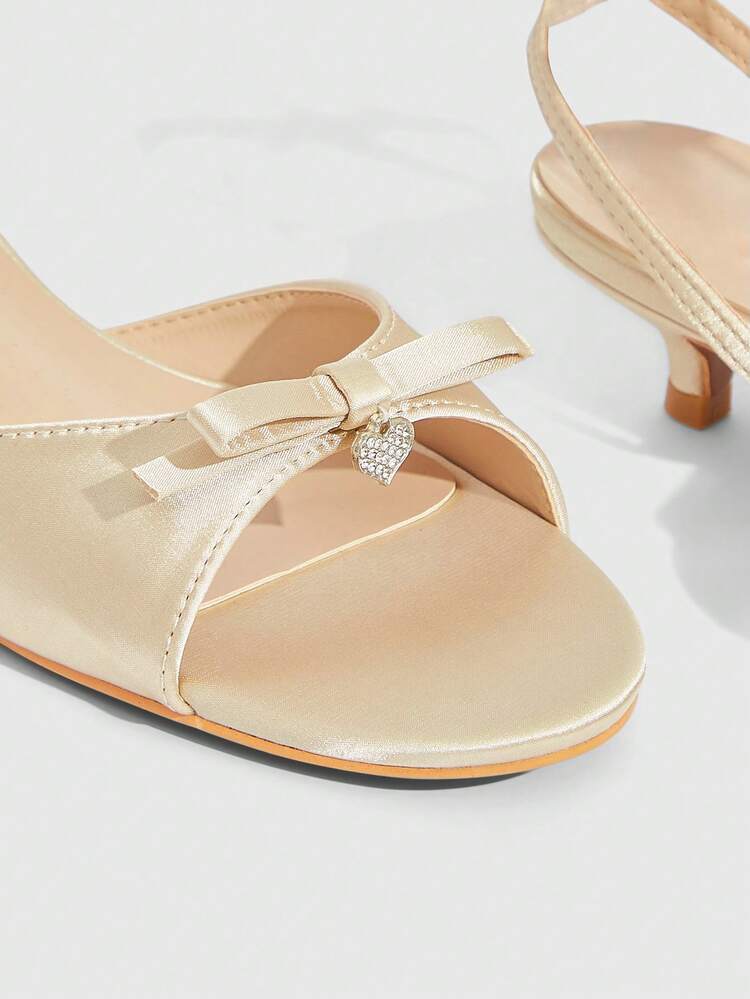 CUCCOO SZL Women's Bow Decor Fashion Buckle Design Daily Wear Stiletto Sandals For Christmas