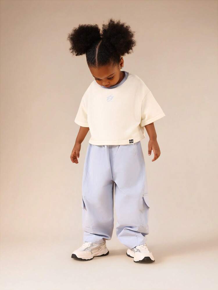 Oversized Boxy T-Shirt With Contrast Ribbed Neckline