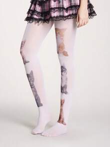 ROMWE Anime Quần tất nữ - trắng - Xem 3