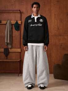 SWAVVY Men's Thermal Lined Standard Size Light Grey Sweatpants, Elastic Waist, No Back Pockets, Autumn/Winter - Light Grey - View 6