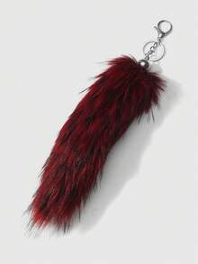 ROMWE 1pc Random Color Y2K Soft Fluffy Ombre Faux Fox/Wolf Tail Keychain, Vintage Grunge Goth Aesthetic, Suitable For Women, Girls, Girlfriends, Daily Wear, Holiday Gift - Multicolor - View 8