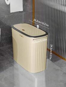 1pc Slim Garbage Can With Lid, Ideal For Bathroom & Narrow Spaces,Light Luxury Slit Trash Can,Kitchen,Bathroom,Home,Household Supplies