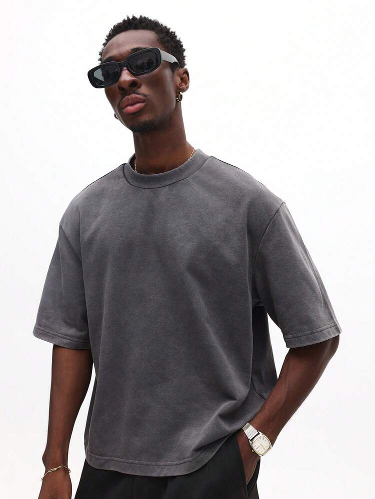 Camiseta de cuello redondo con estampado lavado