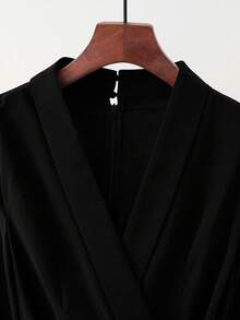 GlowEve Bộ đồ liền thân dài tay quấn eo thanh lịch - màu đen - Xem 5