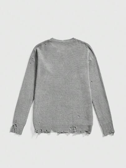 Grunge Punk Pull vintage imprimé sombre et délavé pour femmes, automne, modèle tricoté ample et oversize