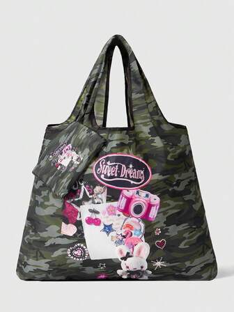 Goth 1 pieza Bolsa de almacenamiento con diseño celestial con forma de ojo, bolsa plegable de gran capacidad con monedero