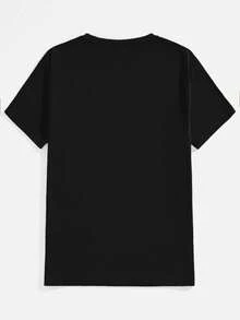 Manfinity Homme Kaos Kasual Pria Ukuran Besar Motif Rusa Natal, Hitam - Hitam - View 5