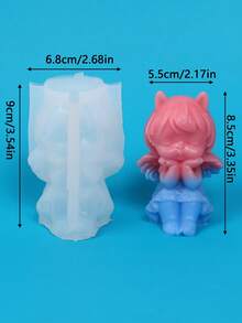 2件套 3D玫瑰心形女孩蜡烛硅胶模具 DIY小女孩祈祷坐姿公主摆件 手工香薰蜡烛石膏树脂模具 情人节家居装饰礼物 - 彩色 - 查看 5