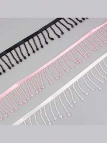1 Yard Crystal Bead Fringe Trim - Pearl Tassel Edging For Costume Curtain Veil Decor, DIY Glamorous Stage Wear & Home Embellishment