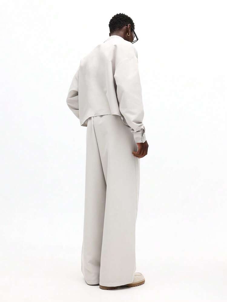 Long Sleeve Shirt With Wide Leg Pants Set