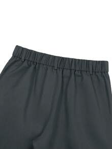 Manfinity Mode 男士休闲日常通勤纯色斜口袋西装裤 - 深灰色 - 查看 7