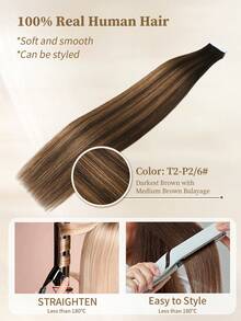 20pcs Straight Tape In 100% Human Hair T2-P2/6 Extensions Silky Seamless Invisible For Thin Hair Woman Top Quality Thick Ends Healthy Human Hair Extensions Invisible Tape In For Salon