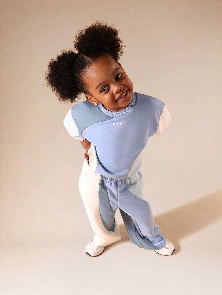 Set coordinato con pantaloni a gamba larga e blocchi di colore Swirl