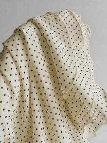 Elamini Váy ngắn xếp ly nhiều lớp thiết kế ngọt ngào thời trang thanh lịch chấm bi xếp nếp kiểu dáng nghỉ dưỡng váy chữ A - Màu be - Xem 4