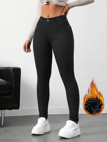 SHEIN Tall Tall Women's Stretch Washed Denim Skinny Jeans