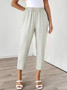 EMERY ROSE 女式纯色休闲裤 - 杏色 - 查看 4