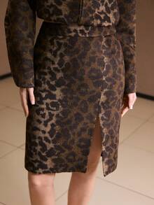 MOTF PREMIUM LEOPARD PRINT SIDE SLIT SKIRT, AUTUMN/WINTER - Mocha Brown - View 5