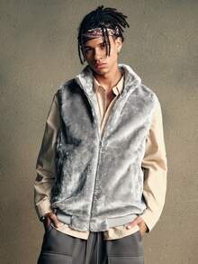 AXEPEAK Black & Gold Vest, Couple Matching Winter Jacket, New Thickened Sleeveless Casual Outerwear For Autumn/Winter - Grey - View 5