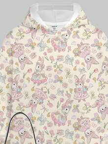 SHEIN Leap Crew 可爱的乡村兔子和花卉印花、郁金香蝴蝶结印花、压花套装、波西米亚风野花、植物套装、复古植物套装、柔和花卉自然套装、青少年女孩休闲连帽衫和紧身裤两件套、秋冬舒适装、复古街头服饰、舒适轻松装、儿童秋季分层装、时尚童装、休闲装、儿童图案服装、舒适轻松装秋装、户外野餐、郊游、街头风格、家居、波西米亚风 - 彩色 - 查看 5