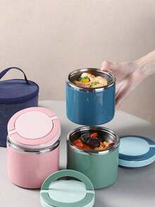 1 件/630 毫升不锈钢保温午餐盒套装带手柄，便携大容量食品容器 - 彩色 - 查看 2