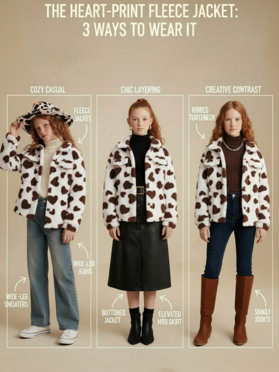 Tween Girl Plush Collar Waist Casual Versatile Jacket, Autumn/Winter Fall - Multicolor - View 1