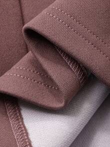 DAZY Men's Thick Letter Embroidered Brown Hoodie Set, Autumn/Winter - Brown - View 7