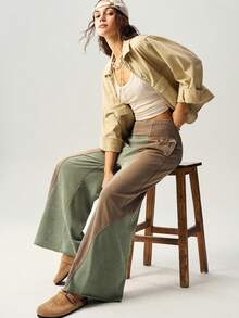 Bohemela 女式休闲针织拼接宽松阔腿裤 - 彩色 - 查看 8