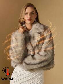 Briarwyn 女士时尚仿毛领夹克，秋冬 - 米色 - 查看 7