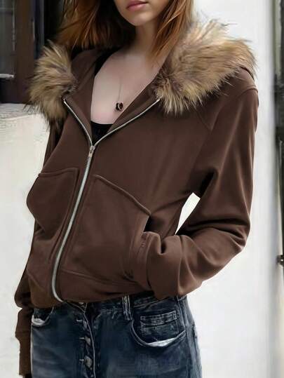 Rina Fox 女士时尚休闲复古简约浪漫优雅度假长袖连帽口袋运动衫