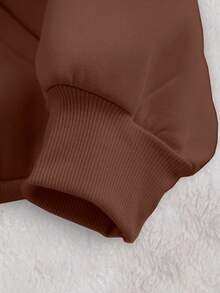 INAWLY Women's Heart Slogan Graphic Print Regular Fit Long Sleeve Sweatshirt - Coffee Brown - View 6