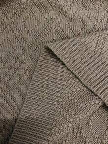 SHEIN LUNE 女式圆领纯色落肩长袖休闲针织毛衣 - 杏色 - 查看 6