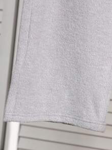 Genkimix Kids 少女休闲舒适外向Polo领撞色罗纹灰白上衣搭配撞色腰带休闲裤T恤套装 - 灰色 - 查看 6