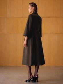 MOTF PREMIUM WOOL DOUBLE BREASTED OVERCOAT - Coffee Brown - View 3