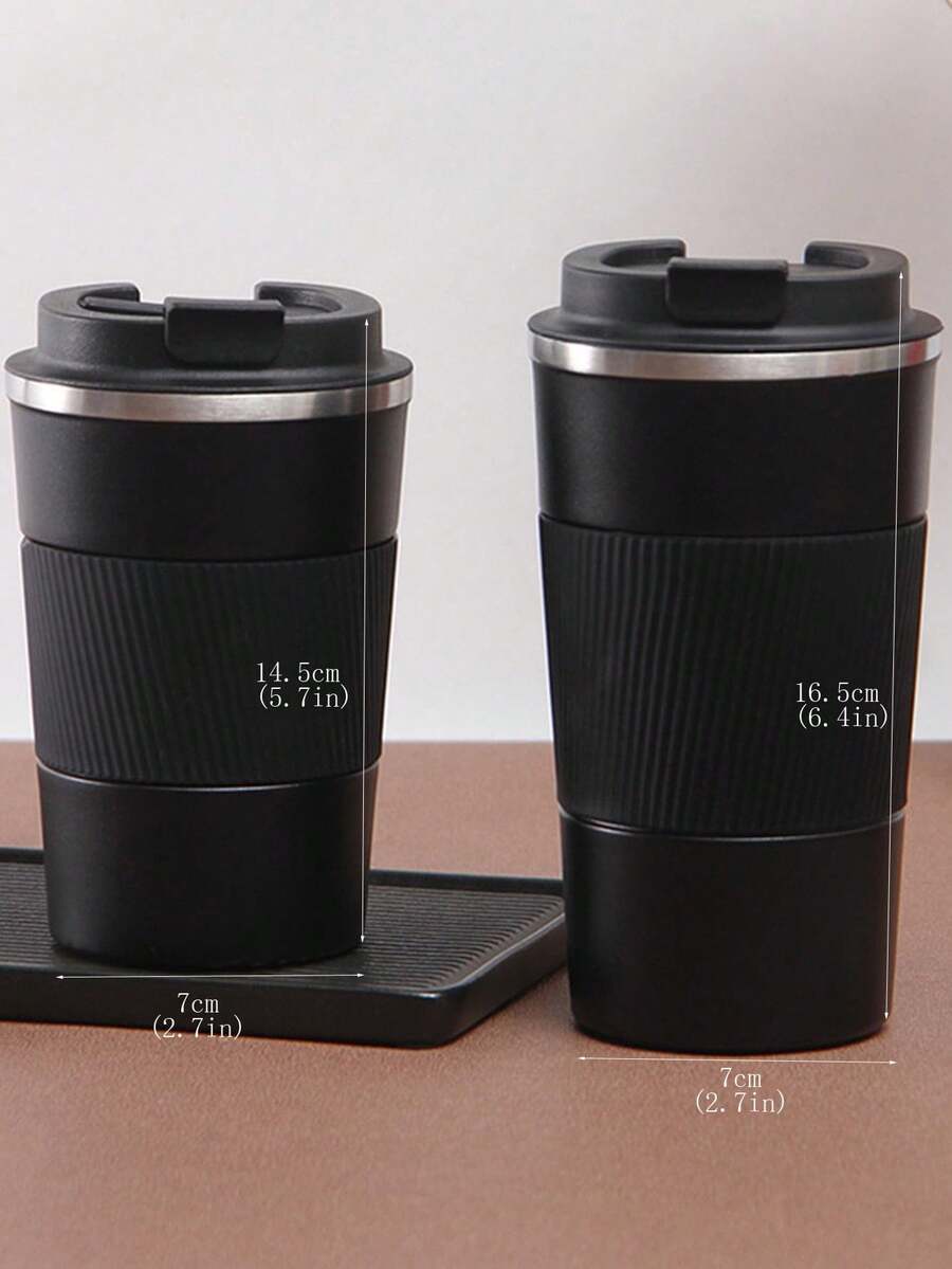 Zazumi 双层不锈钢防烫咖啡杯，保温杯，饮水杯，办公杯，学生杯 - 黑色 - 查看 1