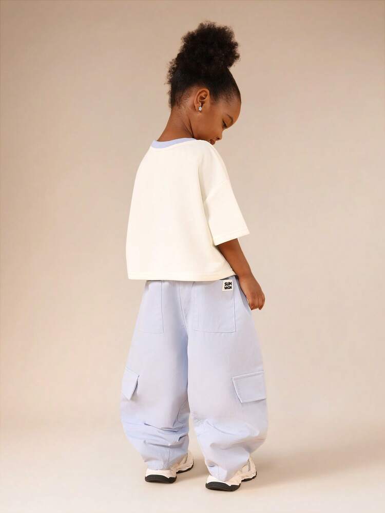 Oversized Boxy T-Shirt With Contrast Ribbed Neckline