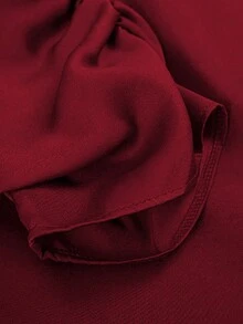 SHEIN Franclia 女士时尚纯色不对称优雅衬衫 - 酒紅色 - 查看 6