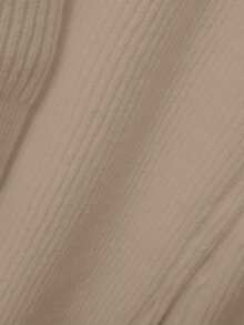 Franclia 2 件套女士休闲纯色针织毛衣套装，有领纽扣开衫和前蝴蝶结口袋针织裤 - 卡其色 - 查看 6