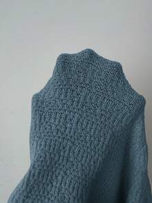 Elenzga Áo len cardigan dệt kim ôm sát cổ chữ V nhún bèo thanh lịch dành cho nữ, thích hợp cho kỳ nghỉ lễ và nghỉ dưỡng, mùa thu/đông - Màu xanh bụi bặm - Xem 7