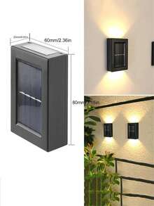 1-6 Peças Luzes de Parede Solares, Luzes Solares LED para Jardim Externo, Luminárias Decorativas de Parede para Jardim, Lâmpadas de Parede de Plástico Impermeáveis de 2 Cabeças para Iluminação Externa, Iluminação de Rua, Decoração de Varanda, Pátio e Gramado de Casa - Multicolorido - Visão 10