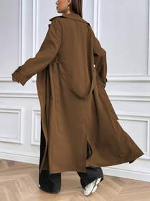 Chiquease 女式双排扣长袖风衣 - 紫紅色 - 查看 2