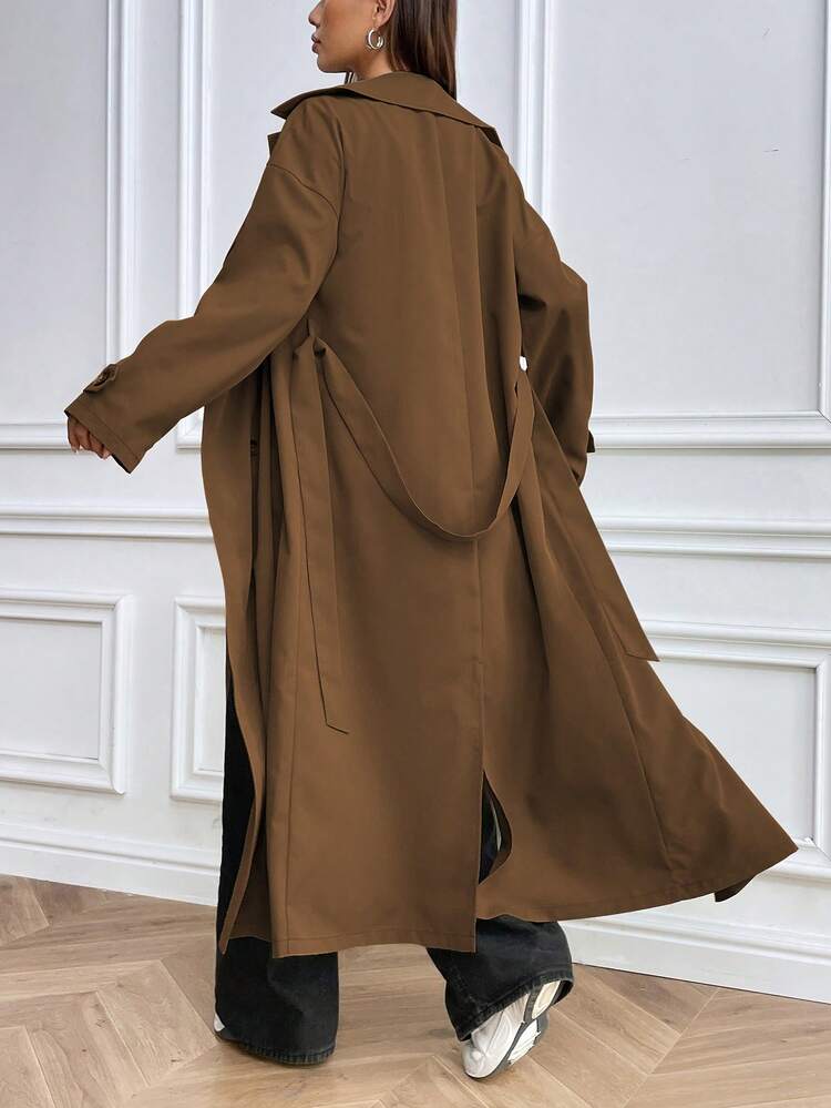 Chiquease 女式双排扣长袖风衣 - 紫紅色 - 查看 2