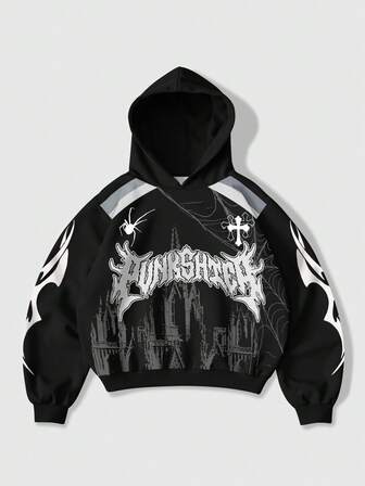 Street Life sweat-shirt à capuche imprimé à manches longues pour homme