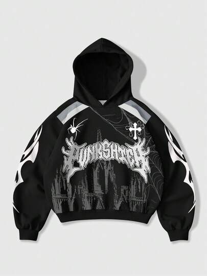 Street Life Men's Fashionable Cross Printed Long Sleeve Hoodie